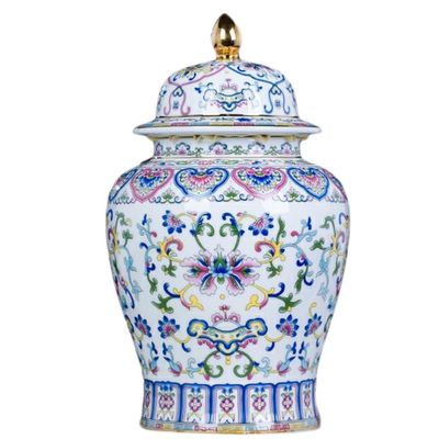 BRAGUE Vases Ginger Jar Decorative Jar Enamel Color General Jar Decorative Ornaments Home Living Room Porch Antique Porcelain Crafts (Color : Pink, Size : 15.5 * 25.5cm)