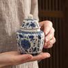 BRAGUE Vases Decorative Jar, Celadon Ceramic Storage Box, Entwined Lotus Tea Jar with Sealed Lid, Home Kitchen Dining Ornament view 3