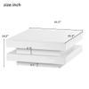 2-Tier Square Coffee Table, Modern High Gloss Center Table with Plug-in 16-Color LED Lights, Led Lighting Coffee Table for Living Room view 2