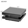 2-Tier Square Coffee Table, Modern High Gloss Center Table with Plug-in 16-Color LED Lights, Led Lighting Coffee Table for Living Room view 2