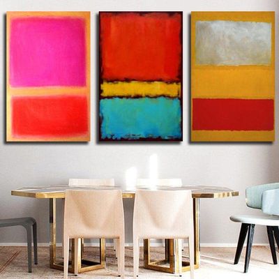 3 Piece Canvas Painting Canvas Print Wall Art Picture Posters Abstract Mark Rothko Artwork Modern Living Room Interior Home Decor Ready to Hang(Framed,80x130cm-(31.5x51.2in)