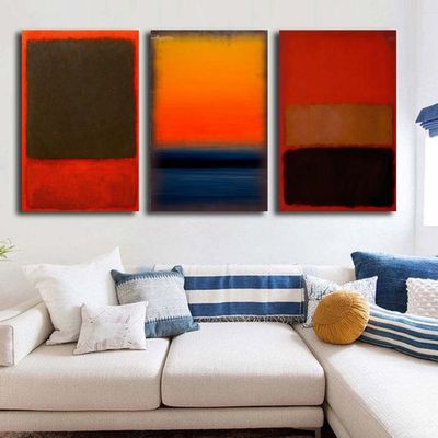 3 Piece Canvas Painting Canvas Print Wall Art Picture Posters Abstract Mark Rothko Artwork Modern Living Room Interior Home Decor Ready to Hang(Framed,80x130cm-(31.5x51.2in)