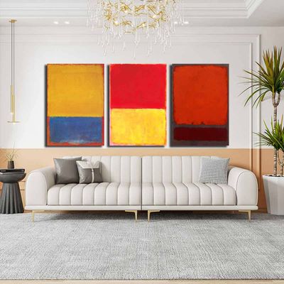 3 Piece Canvas Painting Canvas Print Wall Art Picture Posters Abstract Mark Rothko Artwork Modern Living Room Interior Home Decor Ready to Hang(Framed,70x100cm-(27.5x39.4in)