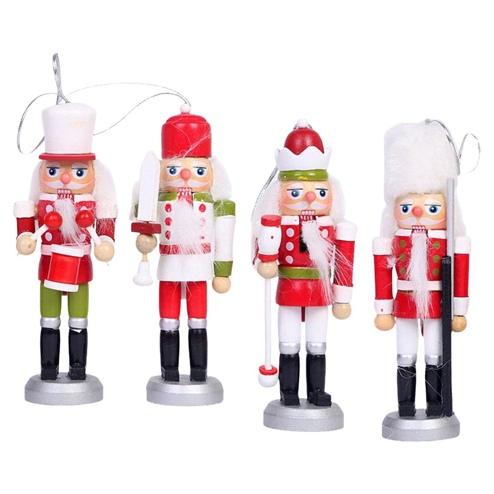 Milageto 4Pcs 12.5cm Nutcracker Hanging Ornament Figures Soldier Hanging Decorations Ornaments Christmas Nutcracker Soldier Figures for Party Table
