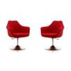 Red Chrome Wool Blend Adjustable Height Swivel Accent Chair (Set of 2) Solid Mid-Century Modern Metal Finish view 1