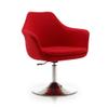 Red Chrome Wool Blend Adjustable Height Swivel Accent Chair (Set of 2) Solid Mid-Century Modern Metal Finish view 3