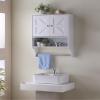 Kavonty Over The Toilet Storage Cabinet,Farmhouse Medicine Cabinet with 2 Door and Adjustable Shelves,21.65 x 7.1 x 27.6 Inches, Bathroom, White view 1