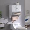 Kavonty Over The Toilet Storage Cabinet,Farmhouse Medicine Cabinet with 2 Door and Adjustable Shelves,21.65 x 7.1 x 27.6 Inches, Bathroom, White view 3