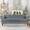 Vaztrlus Couches for Living Room Chesterfield Sofa Tufted Faux Leather 84" Rolled Arm 3-Seater Couch Deep Button Nailhead Upholstered Couch High-End Furniture Easy to Assemble (Gray) view 1