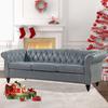 Vaztrlus Couches for Living Room Chesterfield Sofa Tufted Faux Leather 84" Rolled Arm 3-Seater Couch Deep Button Nailhead Upholstered Couch High-End Furniture Easy to Assemble (Gray) view 3