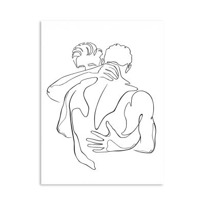 REYTOL Man Kiss Hug Abstract Wall Art Gay Posters Gift Minimalist Line Canvas Painting Modern Bedroom Home Decor Gay Abstract Wall Pictures Man GiftNo Frame