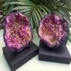 ZnranyiiXY Large Pink Geode Pair Crystal Geode Quartz Geode Half Geode. view 2