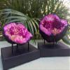 ZnranyiiXY Large Pink Geode Pair Crystal Geode Quartz Geode Half Geode. view 3