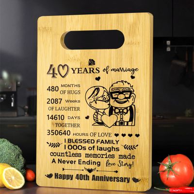 40th Years Anniversary Wedding Gift For Her Him - Personalized Bamboo Cutting Board Wedding Gift for Mom Dad Grandma Grandpa - 40th Anniversary Cutting Board Home Decorations Gift