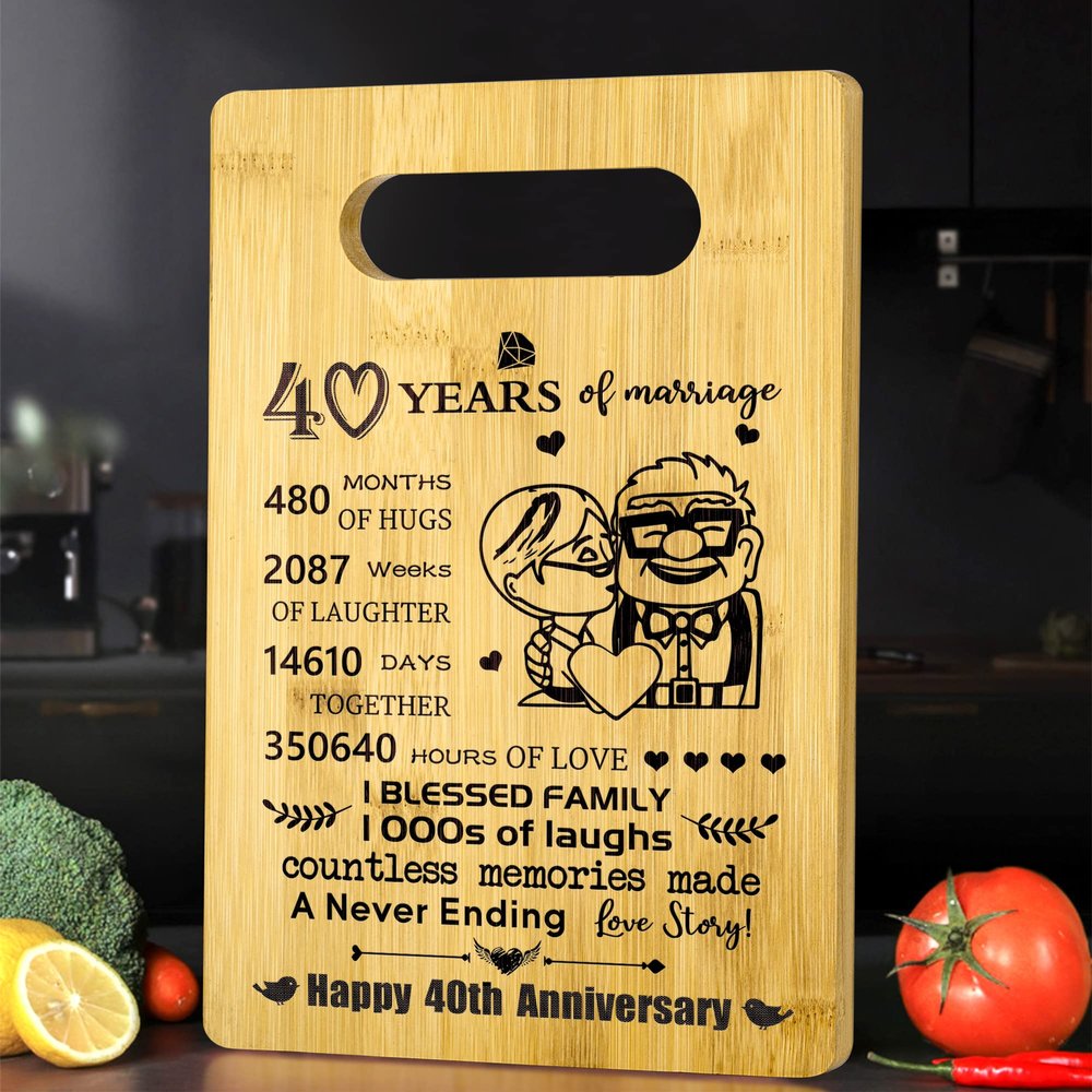 40th Years Anniversary Wedding Gift For Her Him - Personalized Bamboo Cutting Board Wedding Gift for Mom Dad Grandma Grandpa - 40th Anniversary Cutting Board Home Decorations Gift