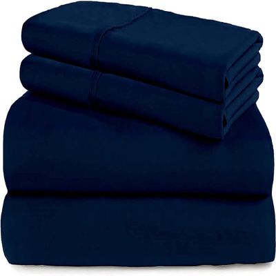 All Star Linen Oversized King Duvet Cover Set 5 Piece 1 Duvet Cover and 4 Pillow Shams with Zipper Closure Ultra Soft Navy Blue Comforter Cover Oversized King (116'' x 98'')