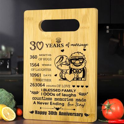 30th Years Anniversary Wedding Gift For Her Him - Personalized Bamboo Cutting Board Wedding Gift for Wife Husband Mom Dad - 30th Anniversary Cutting Board Home Decorations Gift