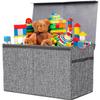 YOLOXO Toy Box Chest, Collapsible Sturdy Storage Bins with Lids, Extra Large Kids Toy Storage Organizer Boxes Bins Baskets for Kids, Boys, Girls, Nursery Room, Playroom, Closet (Linen Gray) view 1