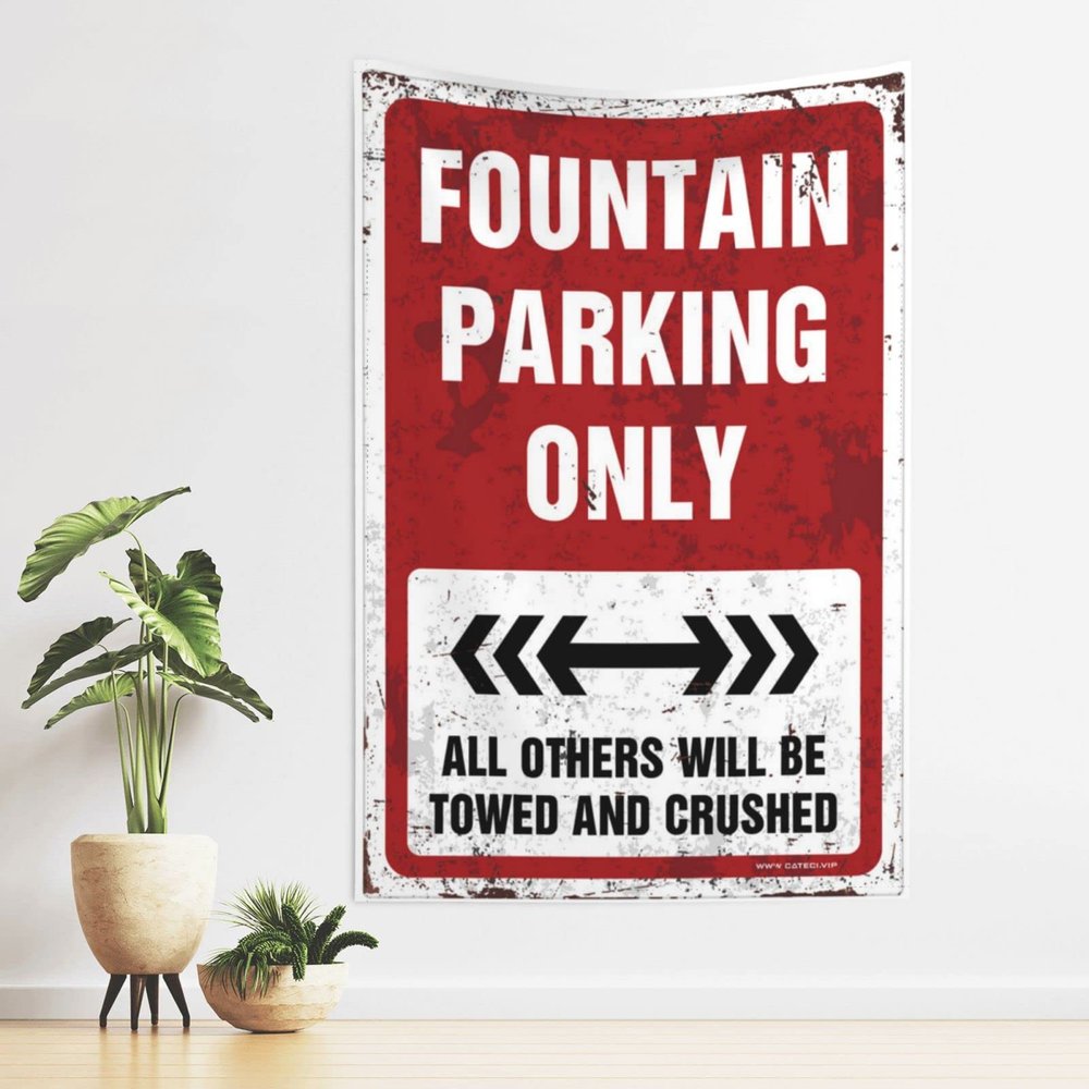 CakJuice Small Wall Tapestry Fountain Parking Only Tapestry Stuff for Your Room Wall Decor for Dorm (Size : 75X100CM)