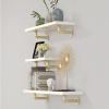 Drsyffsup Modern Pipe Wall Floating Shelves, Wooden Hanging Bookshelf Length 60/80/100/120cm for Living Room Bedroom Storage Shelving Display Wine Holder Flower Stand, White (Size : 60x20cm) view 3