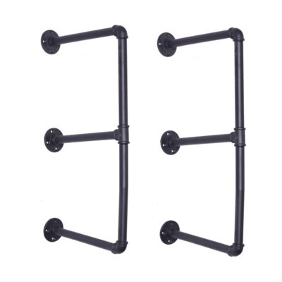 Drsyffsup 2 Tier Floating Shelves Wall Mount Pipe Shelf, Rustic Wine Bottle Holder Bookshelf Modern Wood Display Rack for Bedroom, Kitchen, Living Room, Bathroom, Home Office