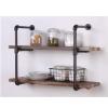 Drsyffsup 2 Tier Floating Shelves Wall Mount Pipe Shelf, Rustic Wine Bottle Holder Bookshelf Modern Wood Display Rack for Bedroom, Kitchen, Living Room, Bathroom, Home Office view 4