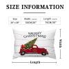 Christmas Tree on Rustic Wood Boards Lumbar Throw Pillow Covers Cases Holidays Merry Christmas Red Truck Decorative Rectangular Cushion Case for Couch Bedroom Car 20x30in view 2