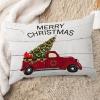 Christmas Tree on Rustic Wood Boards Lumbar Throw Pillow Covers Cases Holidays Merry Christmas Red Truck Decorative Rectangular Cushion Case for Couch Bedroom Car 20x30in view 3
