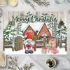 Barnwood Xmas Tree Santa Gnome Placemats Set of 4 Merry Christmas Red Truck Canvas Table Mats Decoration for Dining Kitchen Farmhouse 12x18 Inch Washable Heat-Resistant Mats view 3