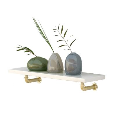 Drsyffsup Modern Pipe Wall Floating Shelves, Wooden Hanging Bookshelf Length 60/80/100/120cm for Living Room Bedroom Storage Shelving Display Wine Holder Flower Stand, White (Size : 100x20cm)