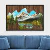wall26 Framed Canvas Print Wall Art Wood Panel Winter Pine Tree Deer Forest Nature Wilderness Digital Art Modern Art Farmhouse/Country Decorative for Living Room, Bedroom, Office - 16x24 Black view 2