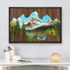 wall26 Framed Canvas Print Wall Art Wood Panel Winter Pine Tree Deer Forest Nature Wilderness Digital Art Modern Art Farmhouse/Country Decorative for Living Room, Bedroom, Office - 16x24 Black view 3