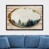 wall26 Framed Canvas Print Wall Art Wood Ring Pastel Pine Tree Forest Mountain Nature Wilderness Digital Art Modern Art Farmhouse/Country Decorative for Living Room, Bedroom, Office - 16x24 Black view 2