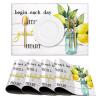 Begin Each Day with A Grateful Heart Lemon Placemats Set of 4 Rustic Wood Inspirational Saying Canvas Table Mats Decoration for Dining Kitchen Farmhouse 12x18 Inch Washable Heat-Resistant Mats view 1