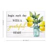 Begin Each Day with A Grateful Heart Lemon Placemats Set of 4 Rustic Wood Inspirational Saying Canvas Table Mats Decoration for Dining Kitchen Farmhouse 12x18 Inch Washable Heat-Resistant Mats view 2