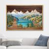 wall26 Framed Canvas Print Wall Art Wood Panel Deer Forest Lake Landscape Nature Wilderness Digital Art Modern Art Farmhouse/Country Decorative for Living Room, Bedroom, Office - 16x24 Natural view 2