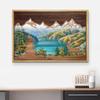 wall26 Framed Canvas Print Wall Art Wood Panel Deer Forest Lake Landscape Nature Wilderness Digital Art Modern Art Farmhouse/Country Decorative for Living Room, Bedroom, Office - 16x24 Natural view 3