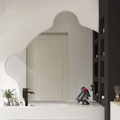 Wall-mounted Bathroom Mirror,Irregular Bear Makeup Mirror,Creative Decorative Mirror,HD Explosion-proof Mirror,Bedroom,Dressing Table,Entrance Mirror (Two Hanging Methods) ( Color : Right cut , Size :
