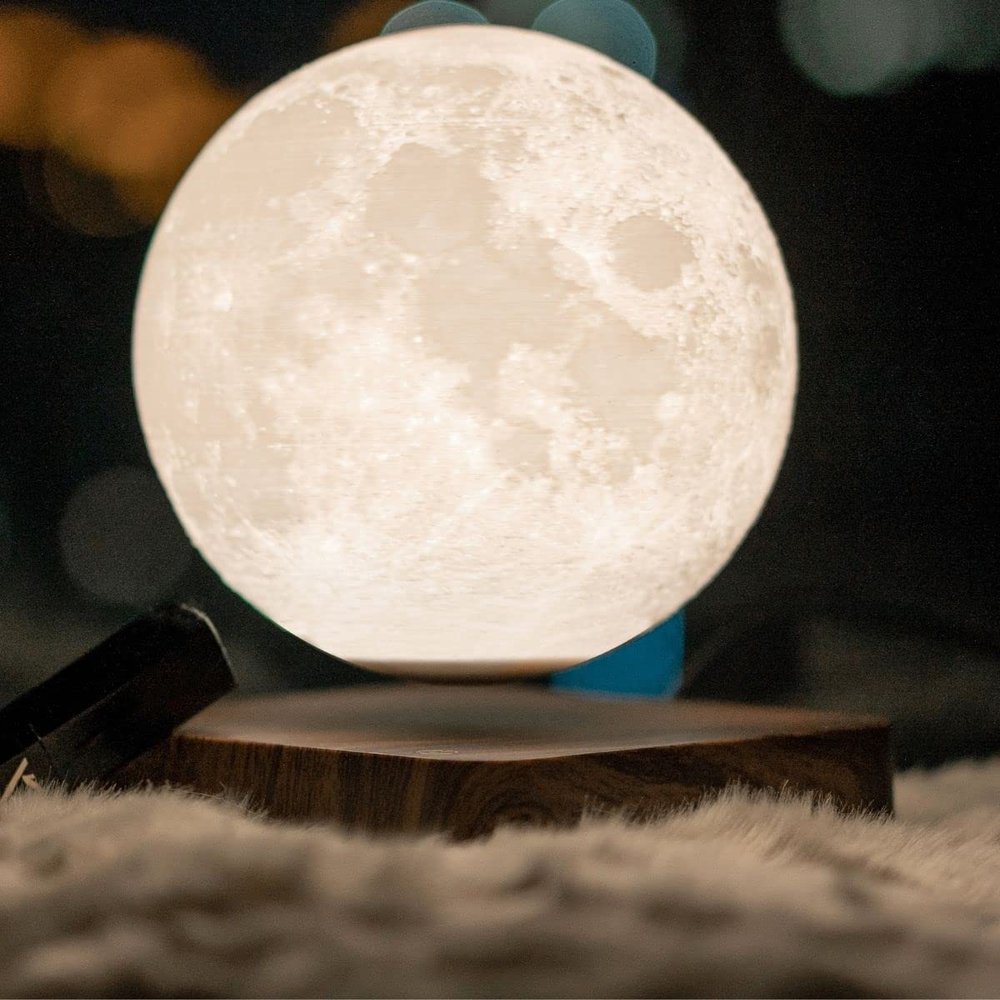 MOOCCI Magnetic Levitating Moon Lamp, 3D Printed Realistic Moon Surface with Warm White Light, Unique Valentine's Day Christmas Gift for Wife Girlfriend Women Mom, Cool Home Decor