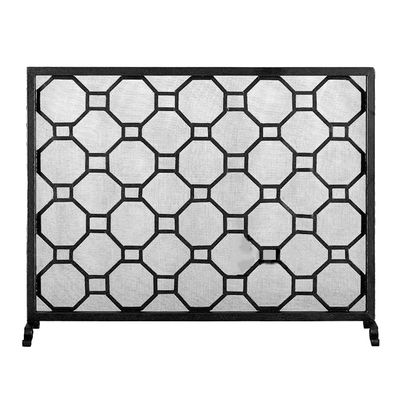 Fireplace Screen Simple Wrought Iron Fireplace Screen Partition Floor Home Guardrail with Net Fireplace Door Fence Indoor Spark Screen Spark Guard Cover (Color : Gray)