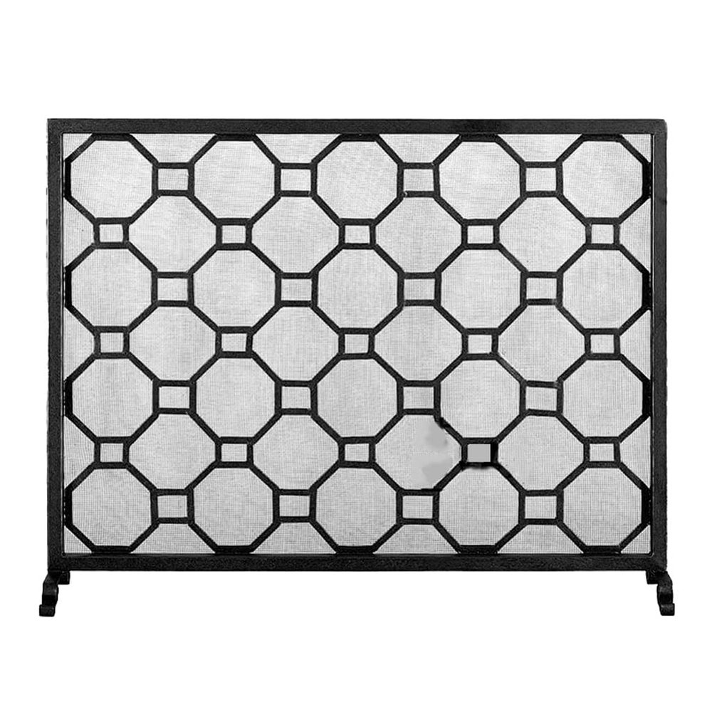 Fireplace Screen Simple Wrought Iron Fireplace Screen Partition Floor Home Guardrail with Net Fireplace Door Fence Indoor Spark Screen Spark Guard Cover (Color : Gray)