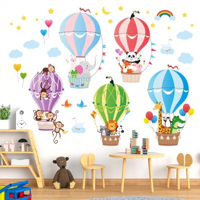 DECOWALL Hot Air Balloons Wall Decals Animal Clouds Stickers for Kids Bedroom Nursery Playroom Living Room Removable Art Decor Decoration (SG2-104)
