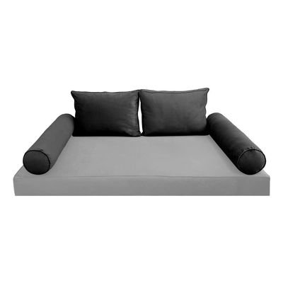 Prolinemax Style V1 Full Size Velvet Pipe Trim Indoor Daybed Bolster Pillow Cushion Fitted Sheet |Cover ONLY| AD350
