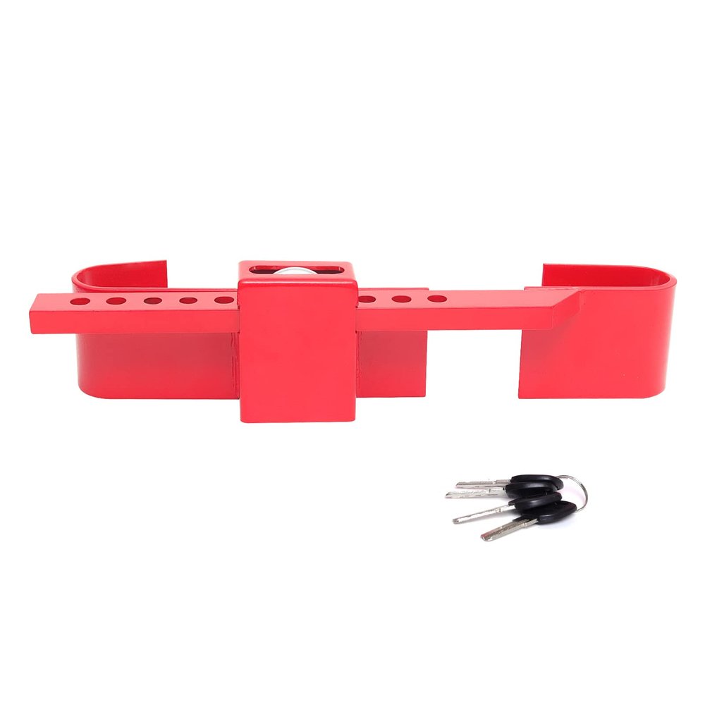 Heavy Duty Steel Cargo Door Lock/Standard Shipping Container Lock with 4 Keys Adjustment Range: 12-1/2" - 18-7/8" Coated with red ColorKeyed Differently