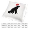TiuKiu Dog with Santa Hat Decorative Throw Pillow Case Christmas Puppy Dog Black Chuhuahua Pet Silhouette Square Cushion Cover Pillowcase for Couch Sofa Bedroom Decor 26"x26" view 2