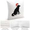 TiuKiu Dog with Santa Hat Decorative Throw Pillow Case Christmas Puppy Dog Black Chuhuahua Pet Silhouette Square Cushion Cover Pillowcase for Couch Sofa Bedroom Decor 26"x26" view 4