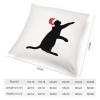 TiuKiu Christmas Kitten Santa Cat Pet Silhouette Decorative Throw Pillow Case Cat with Santa Hat Square Cushion Cover Pillowcase for Couch Sofa Bedroom Decor 24"x24" view 2