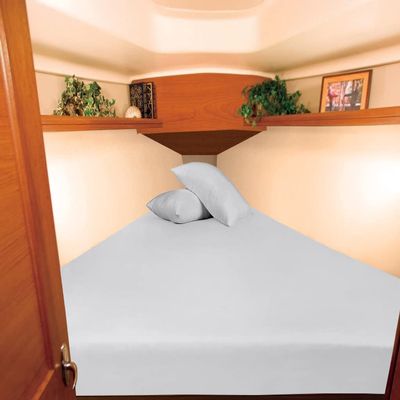 1000 TC Egyptian Cotton Sheets Universal Boating Sheet Set After V Berth Best Boat Bedding Bed Set Fits Mattresses up to 12" Depth Sheet Set, 90" Head x 60" Length x 75" Foot Light Grey Solid