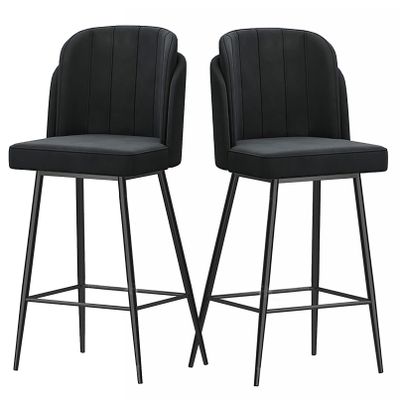 IBOWZ Bar Stools Dining Chair Stylish Bar Stools Set of 2, Modern Velvet Bar Chairs with Backrest and Foot Bar for Kitchen, Cafe Dinner, Pub, Seat Hight 65cm