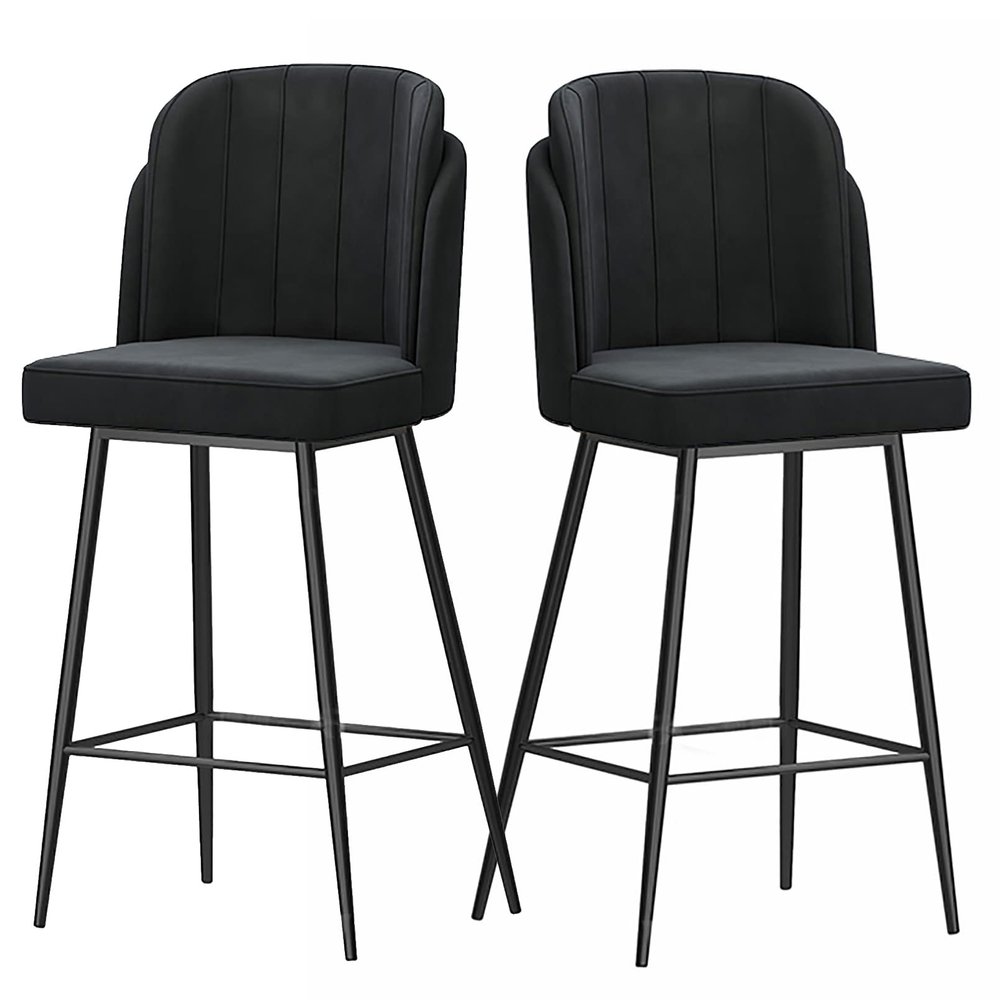 IBOWZ Bar Stools Dining Chair Stylish Bar Stools Set of 2, Modern Velvet Bar Chairs with Backrest and Foot Bar for Kitchen, Cafe Dinner, Pub, Seat Hight 65cm